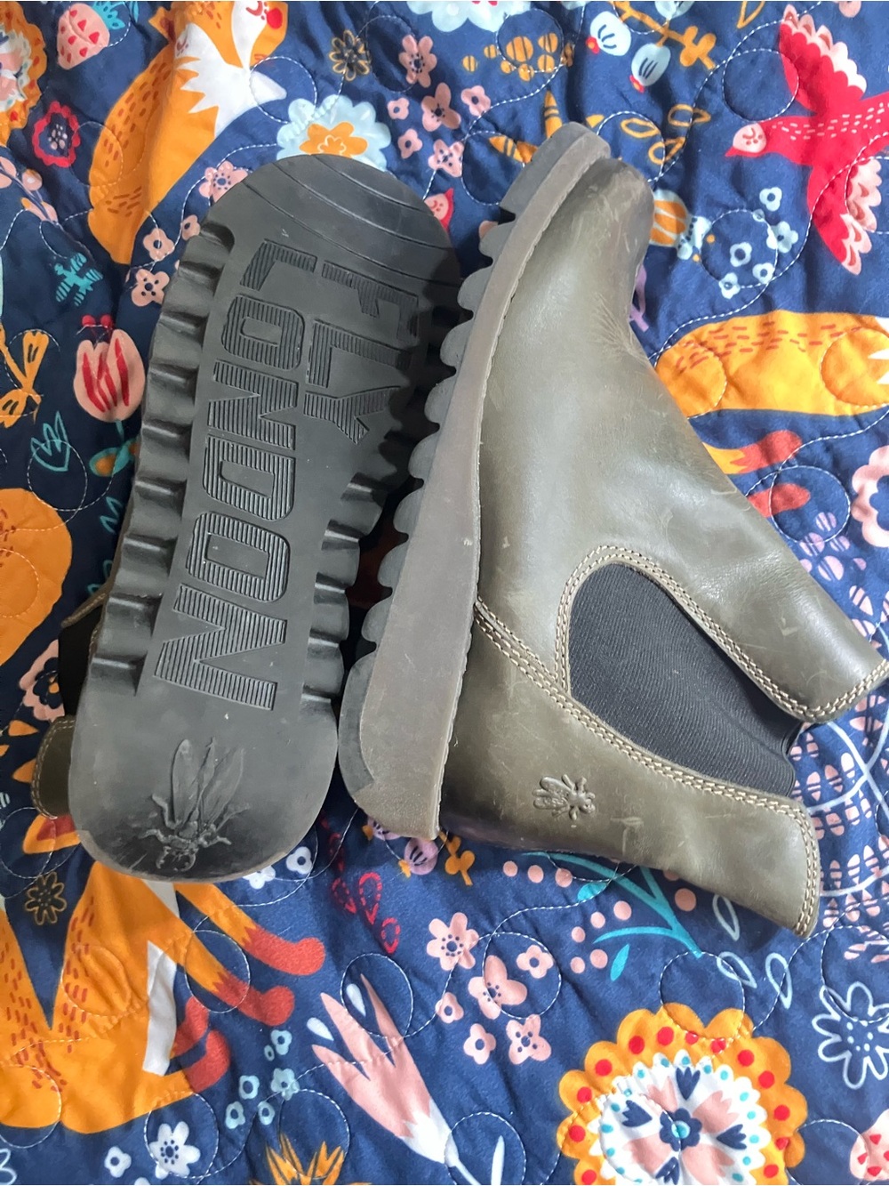 Fly London Olive Green Chelsea Ankle Boots - Picture 1 of 6